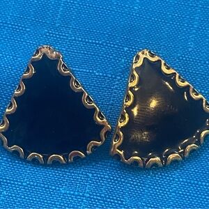 Black and Gold Triangle Earrings